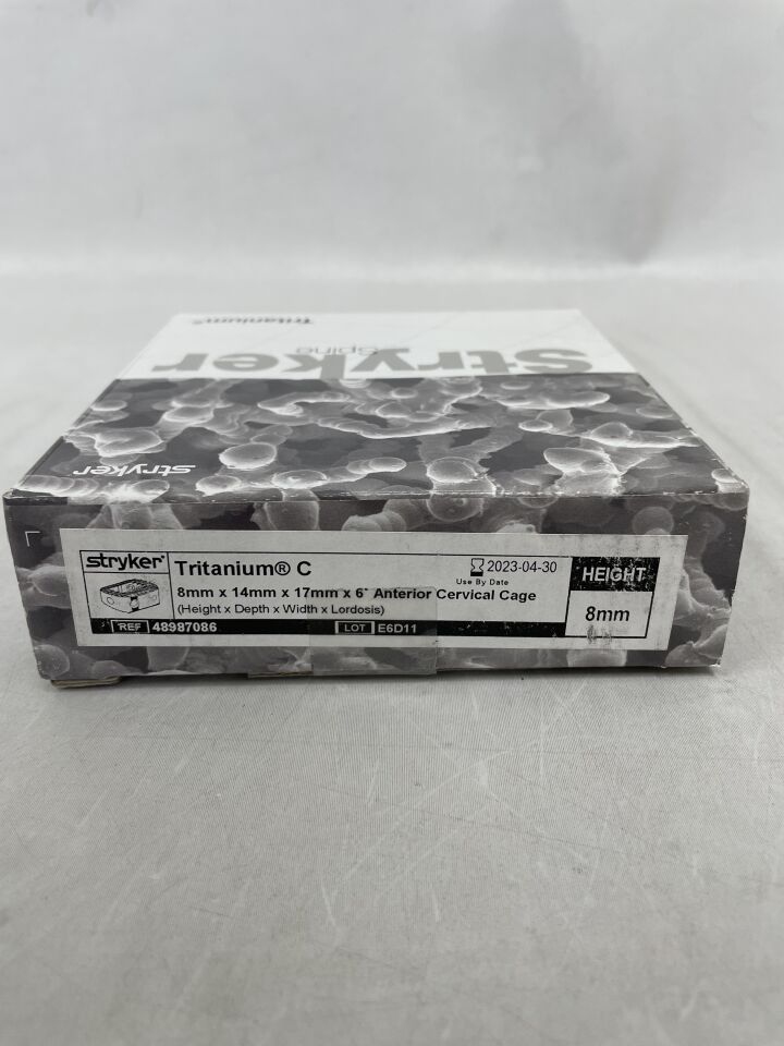 48987086 - STRYKER - Tritanium C Anterior Cervical Cage 8mm x 14mm x 17mm x 6 Degrees, (BX/1) - ( Expiry Date: 2023-04-30 )