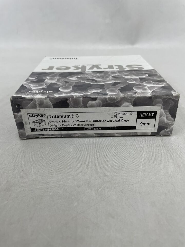 48987096 - STRYKER - Tritanium C Anterior Cervical Cage 9mm x 14mm x 17mm x 6 Degrees, (BX/1) - ( Expiry Date: 2023-10-01 )