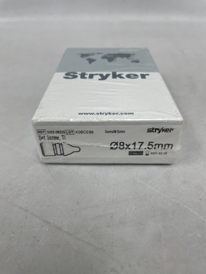 3003-0822S - STRYKER - Gamma 3 System Titanium Set Screw: 8 x 17.5mm, () - ( Expiry Date: 2021-02-28 )