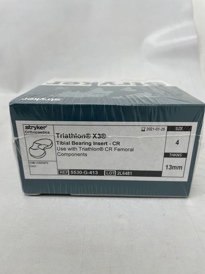 5530-G-413 - STRYKER - Triathlon X3 Tibial Bearing Insert-CR Size: 4, 13mm , (BX/1) - ( Expiry Date: 2021-01-26 )