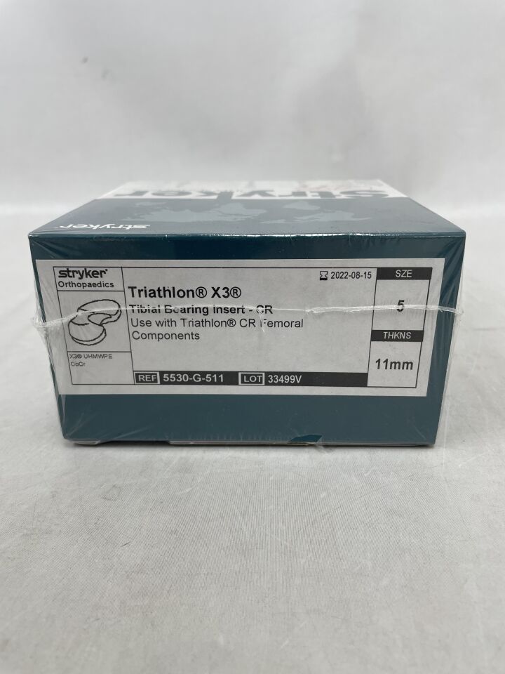 5530-G-511 - STRYKER - Triathlon X3 Tibial Bearing Insert-CR, Size: 5, 11mm, (BX/1) - ( Expiry Date: 2022-08-15 )