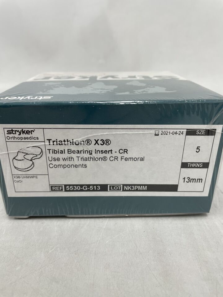 5530-G-513 - STRYKER - Triathlon X3 Tibial Bearing Insert-CR, Size: 5, 13mm, (BX/1) - ( Expiry Date: 2021-04-24 )