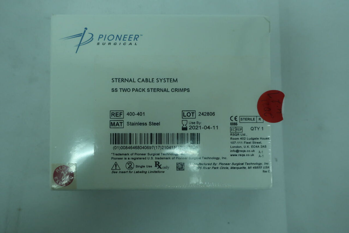 400-401 - PIONEER SURGICAL - Sternal Cable System, SS Two Pack Sternal Crimps, (BX/1)