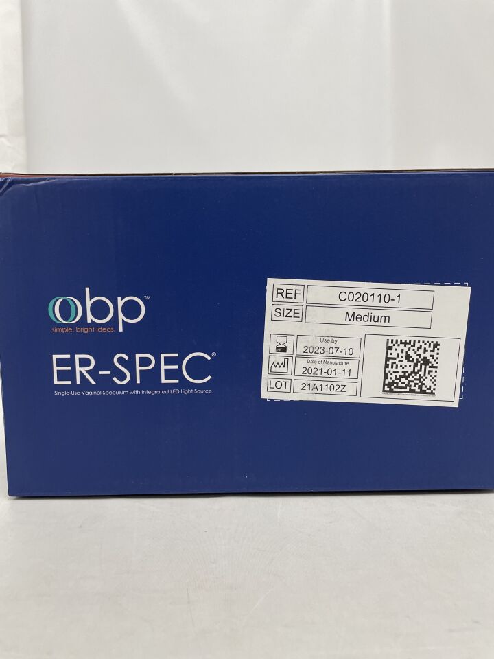 C020110-1 - OBP - OBP ER-SPEC Single-Use Vaginal Speculum w/Integrated LED Light, Medium, (BX/1) - ( Expiry Date: 2023-07-10 )