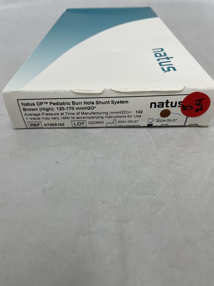 NT908162 - NATUS - DP Pediatric Burr Hole Shunt System, Brown (high) 120-170mmH2O, (BX/1) - ( Expiry Date: 2024-05-27 )