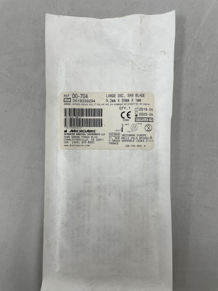 D0-704 - MICRO-AIRE - Large Oscilating Saw Blade, 9.2mm X 30mm X 1mm, (EA) - ( Expiry Date: 2023-05-31 )