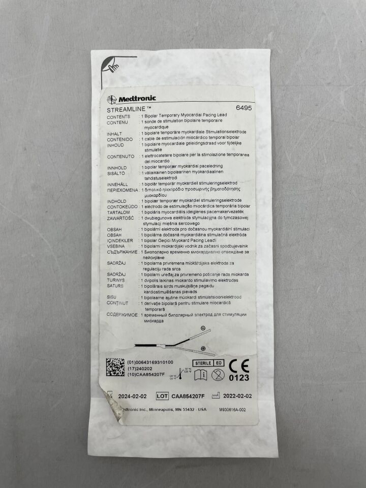 6495 - MEDTRONIC - Streamline Bipolar Temporary Myocardial Pacing Lead, (EA) - ( Expiry Date: 2024-02-02 )