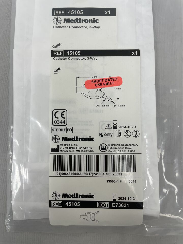 45105 - MEDTRONIC - Catheter Connector, 3-Way, (EA) - ( Expiry Date: 2024-10-31 )
