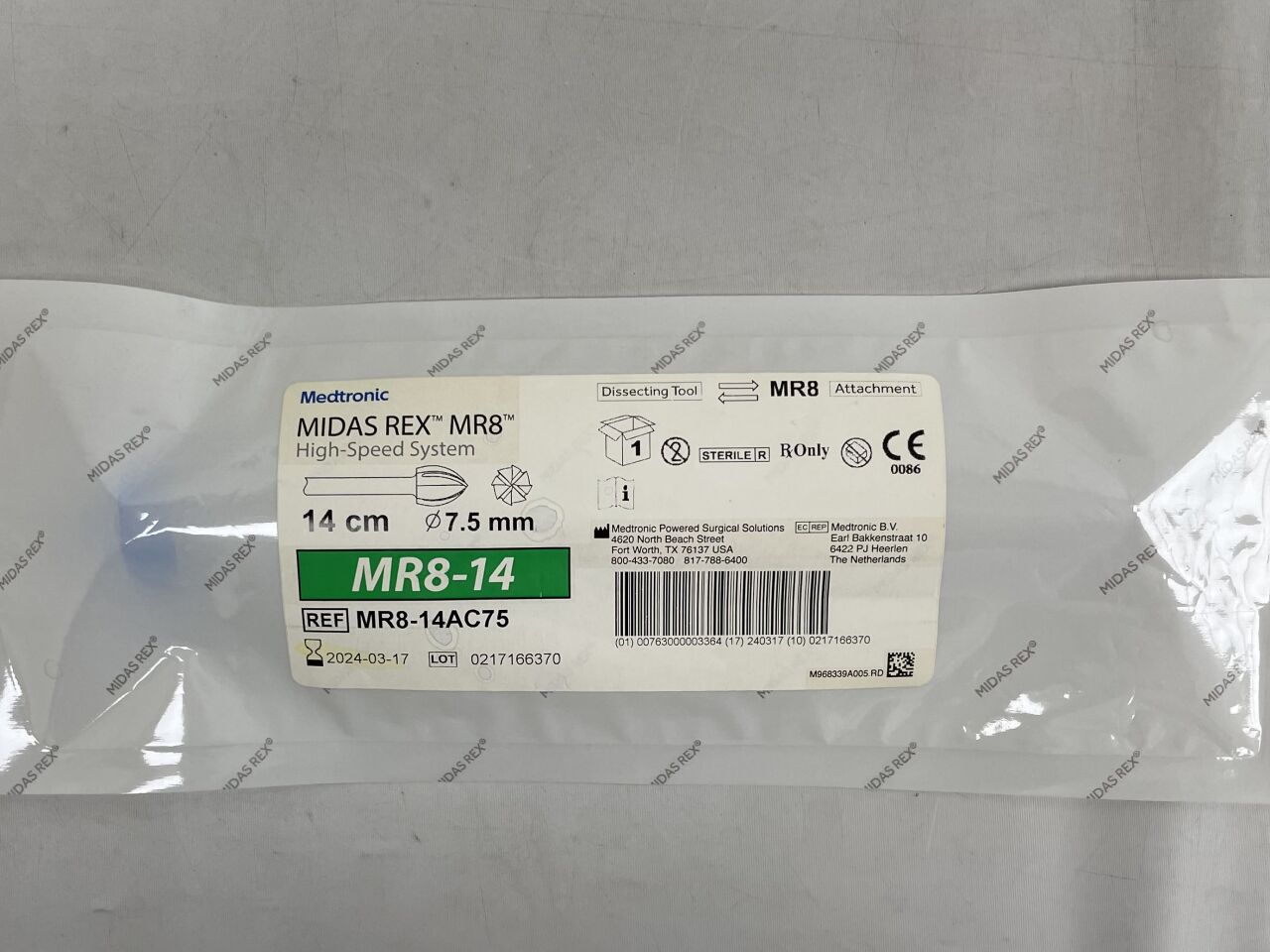 14AC75 - MEDTRONIC - Midas Rex Legend, Acorn 14cm, 7.5mm, (EA) - ( Expiry Date: 2024-09-11 )