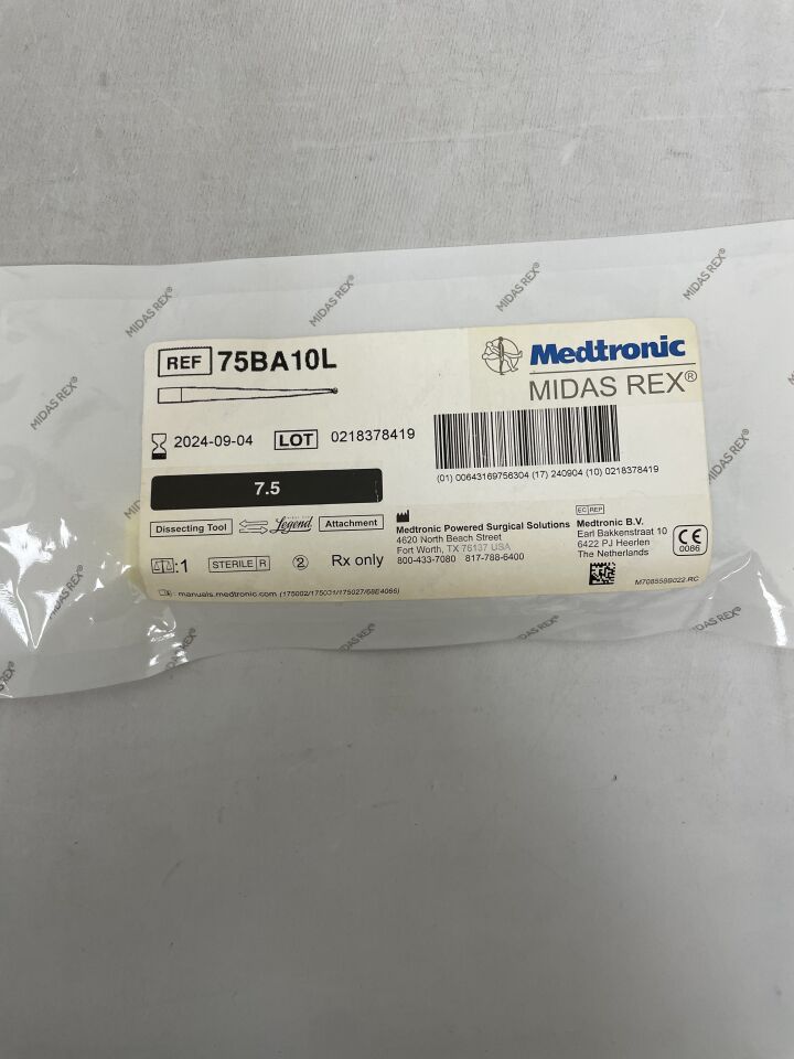 75BA10L - MEDTRONIC - Midas Rex Fluted Cutting Burr, 1 mm Head Diameter, 7.5 cm Length, (EA) - ( Expiry Date: 2024-09-04 )