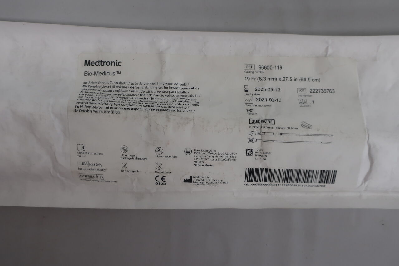 96600-119 - MEDTRONIC - Bio-Medicus Adult Cannula Kit, 19Fr x 27.5", (EA) - ( Expiry Date: 2025-03-18 )