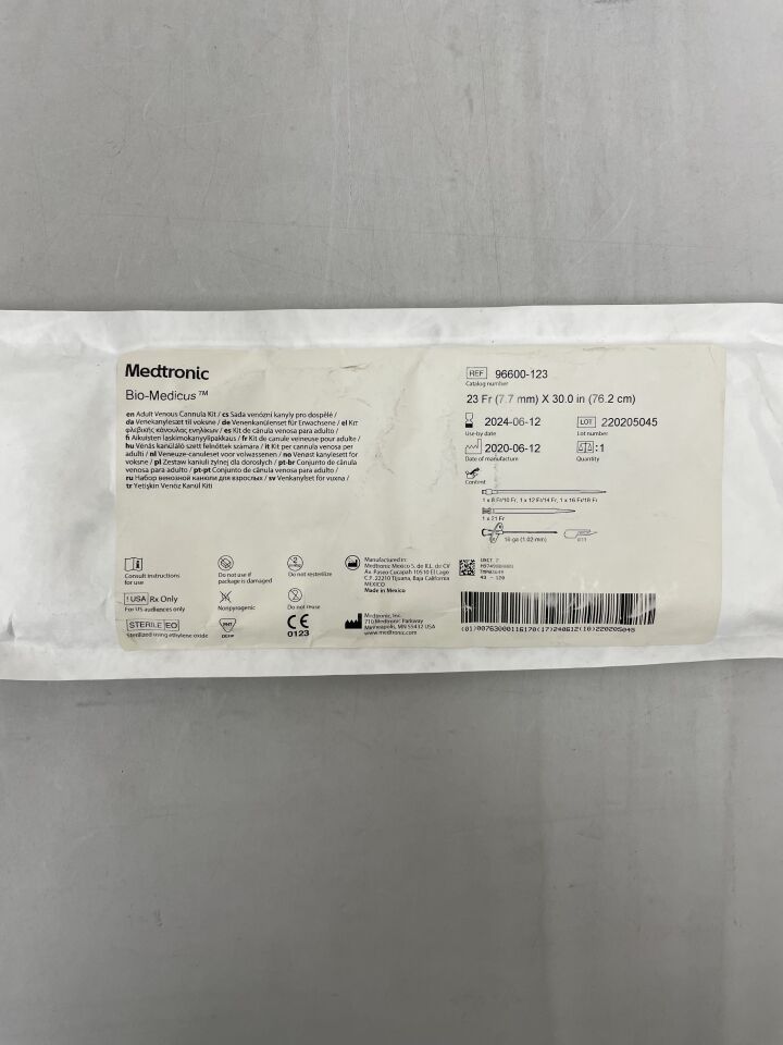 96600-123 - MEDTRONIC - Bio-Medicus NextGen Femoral Venous Cannula 23F x 76.2cm, 3/8" Non-Vented, (EA) - ( Expiry Date: 2025-03-24 )