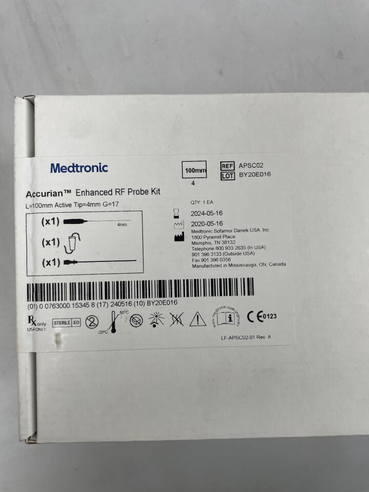 APSC02 - MEDTRONIC - Accurian Enhanced RF Probe Kit, 100mm length, 4mm active tip, 17 gauge, (BX/1) - ( Expiry Date: 2024-05-16 )
