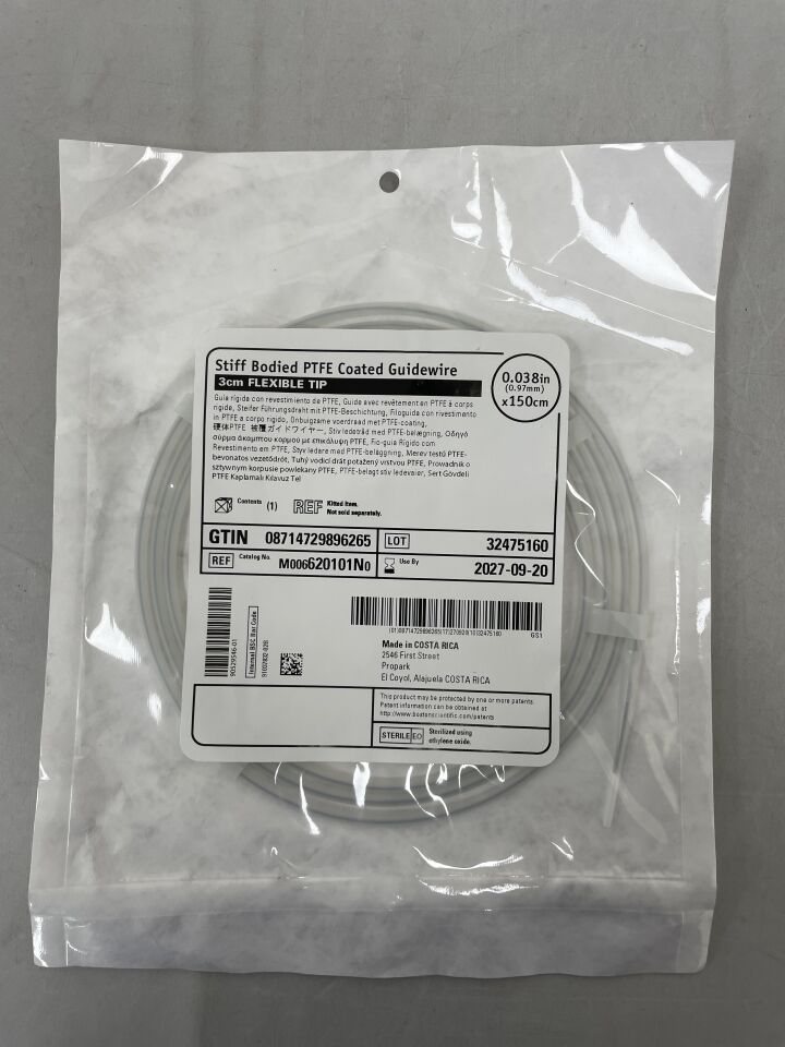 620101N - 波士頓科學 - 硬件聚四氟乙烯塗層導絲，3厘米尖端，0.038英寸x150厘米，（EA）-（有效期至：2027年9月20日）
