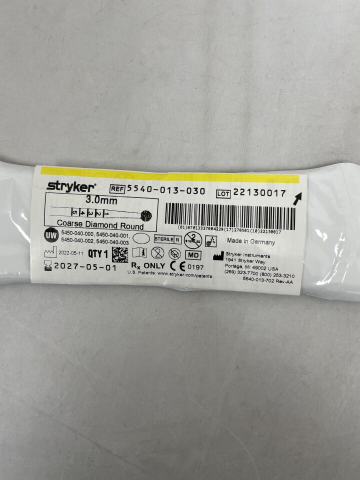 5540-013-030  -  STRYKER  -  S2 Diamond Round Bur, Coarse 3.0mm , ( EA )  -  ( Expiry Date : 2027-05-01 )