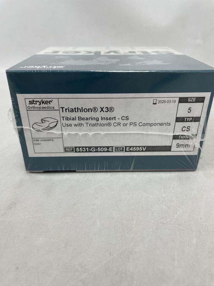 5531-G-509-E  -  STRYKER  -  Triathlon CS Tibial Bearing Insert, 5 Size , ( BX/1 )  -  ( Expiry Date : 2026-03-19 )