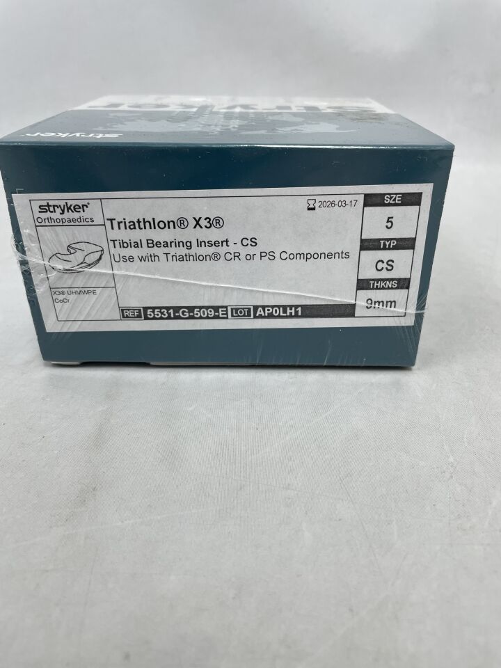 5531-G-509-E  -  STRYKER  -  Triathlon CS Tibial Bearing Insert, 5 Size , ( BX/1 )  -  ( Expiry Date : 2026-03-17 )
