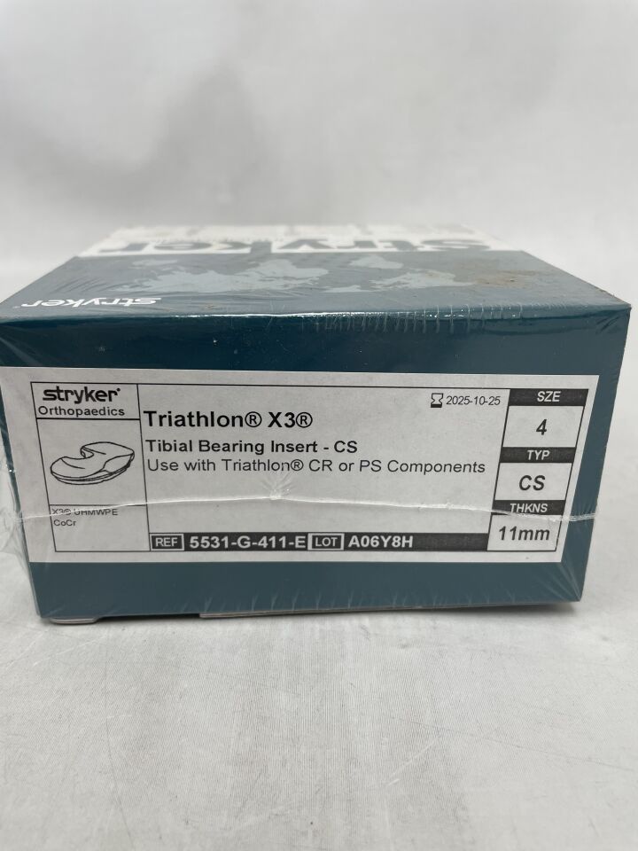 5531-G-411-E  -  STRYKER  -  Triathlon CS Tibial Bearing Insert, 4 Size , ( BX/1 )  -  ( Expiry Date : 2025-10-25 )