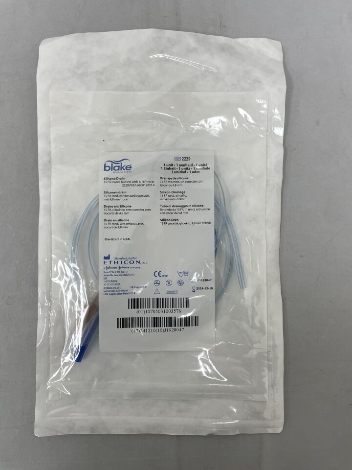 2229 - ETHICON - Blake Round Hubless Silicone Drains, 15Fr, (EA) - ( Expiry Date: 2024-12-10 )