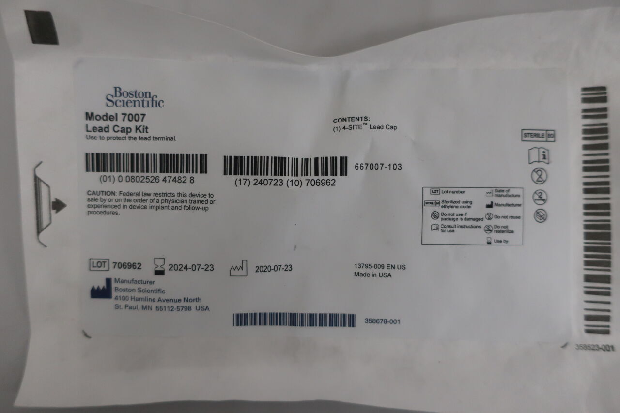 7007 - BOSTON SCIENTIFIC - Lead Cap Kit, (EA) - ( Expiry Date: 2024-07-23 )