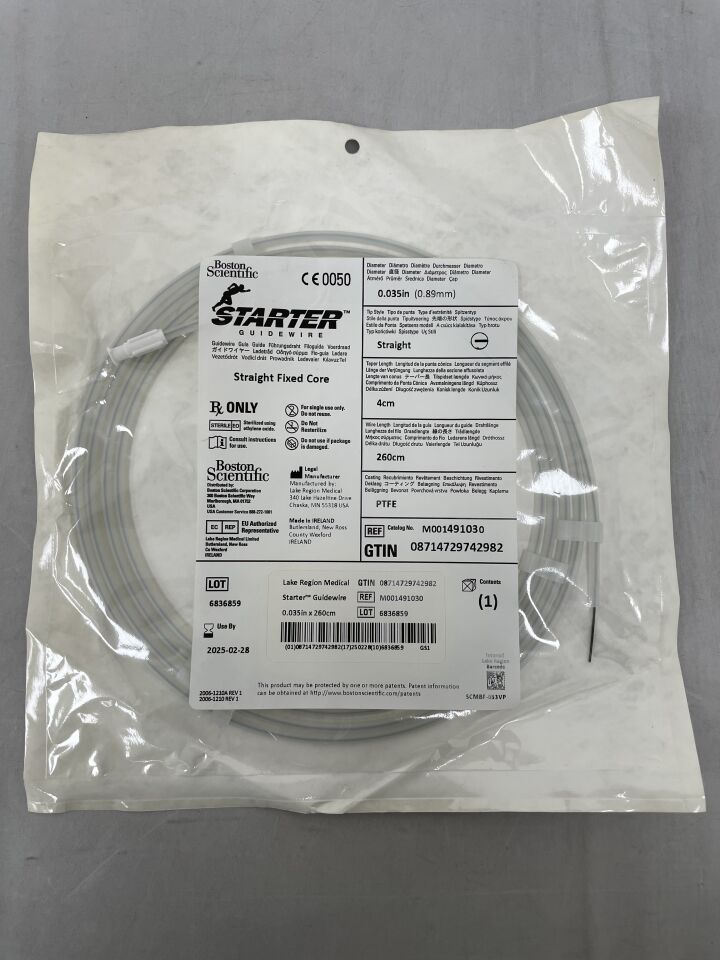 49103 - BOSTON SCIENTIFIC - Starter Guidewire Straight Fixed Core .035", Straight, 4cm, 260cm, (EA) - ( Expiry Date: 2025-02-28 )