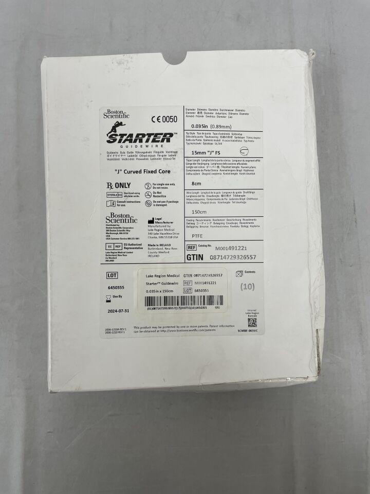 49122 - BOSTON SCIENTIFIC - Starter PTFE Coated J Tip Guidewire, 150 cm Length, () - ( Expiry Date: 2024-07-31 )