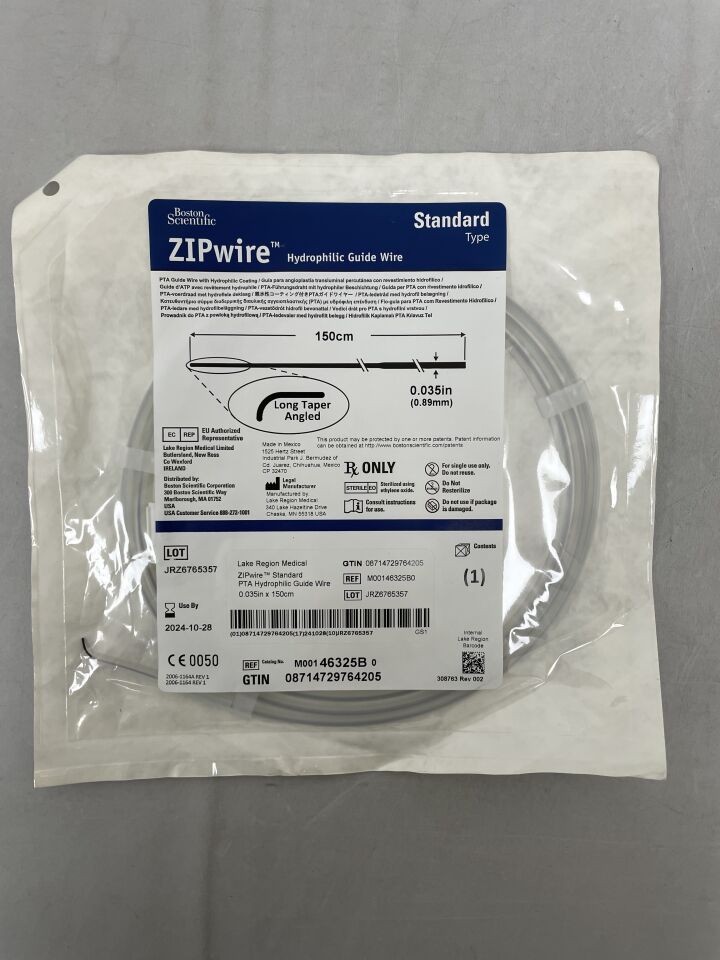 46325B - BOSTON SCIENTIFIC - ZIPwire Hydrophilic Guide Wire, Standard Type,150cm, 0.035in, (EA) - ( Expiry Date: 2024-10-28 )