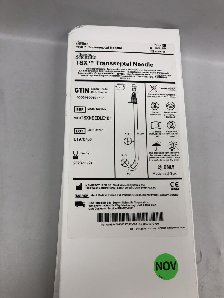 TSXNEEDLE10 - BOSTON SCIENTIFIC - TSX Transseptal Needle, 21G, 71cm length, 50degree curve, (BX/1) - ( Expiry Date: 2023-11-24 )