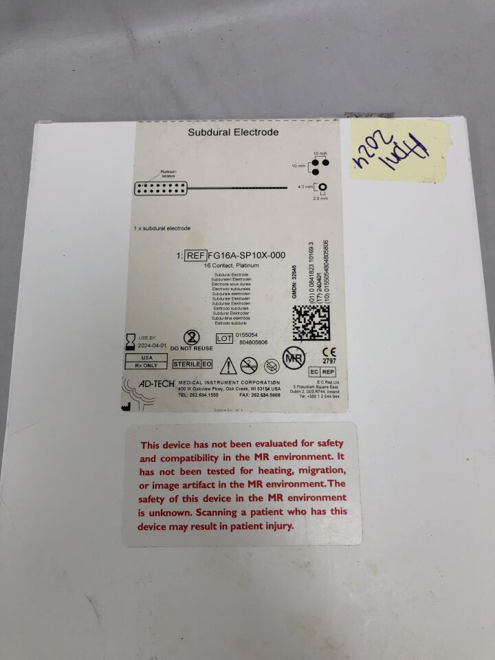 FG16A-SP10X-000 - ADTECH MEDICAL - Subdural Electrode with Platinum Marker, 16 Contract, (BX/1) - ( Expiry Date: 2024-10-01 )