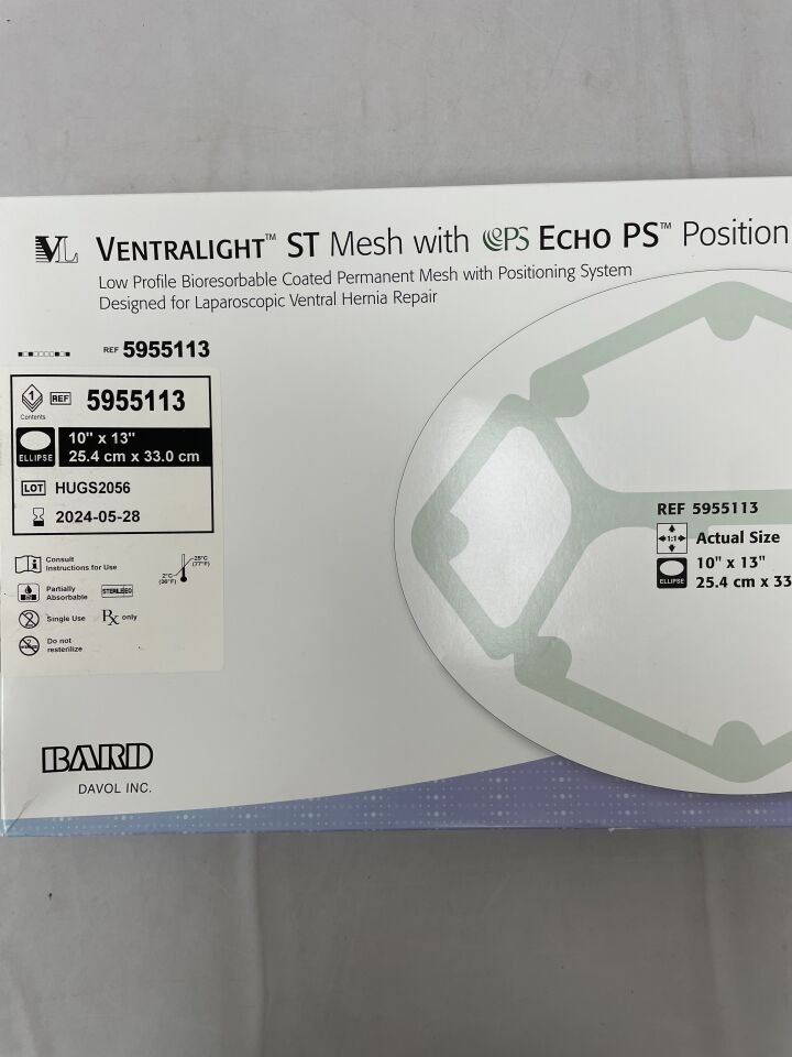 5955113 - BARD - Ventralight ST Mesh, Ellipse 10" x 13" w/Echo PS, (BX/1) - ( Expiry Date: 2024-05-28 )
