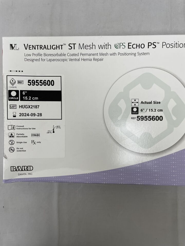5955600 - BARD - Ventralight ST Mesh with Echo PS: 6" Circle, (BX/1) - ( Expiry Date: 2024-09-28 )