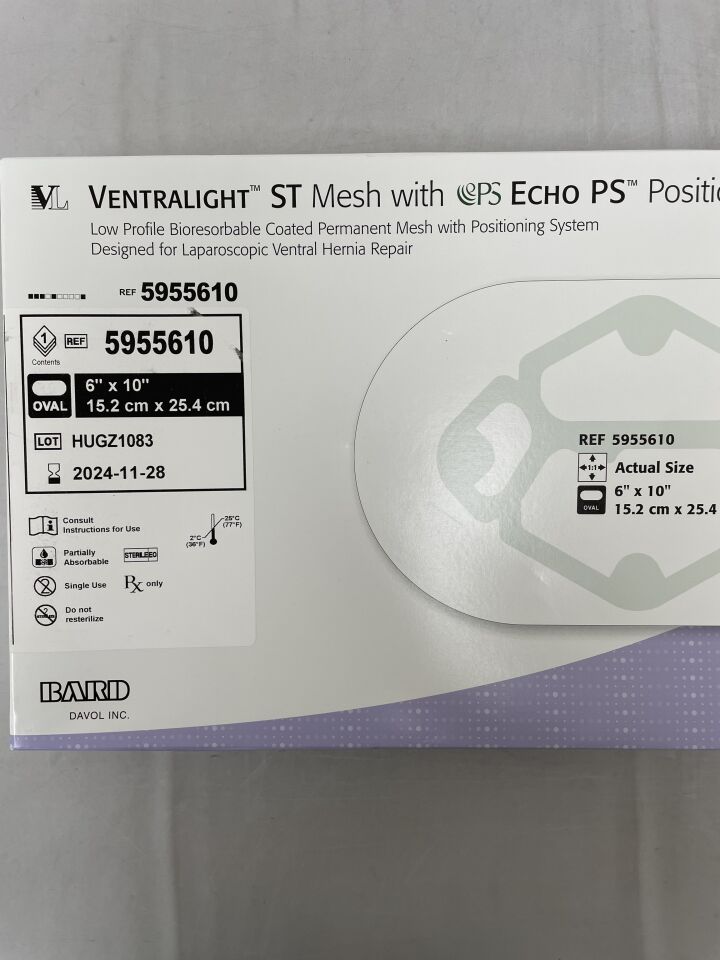 5955610 - BARD - Ventralight ST Mesh With Echo Positioning System, 15.2cm x 25.4cm, (BX/1) - ( Expiry Date: 2024-11-28 )