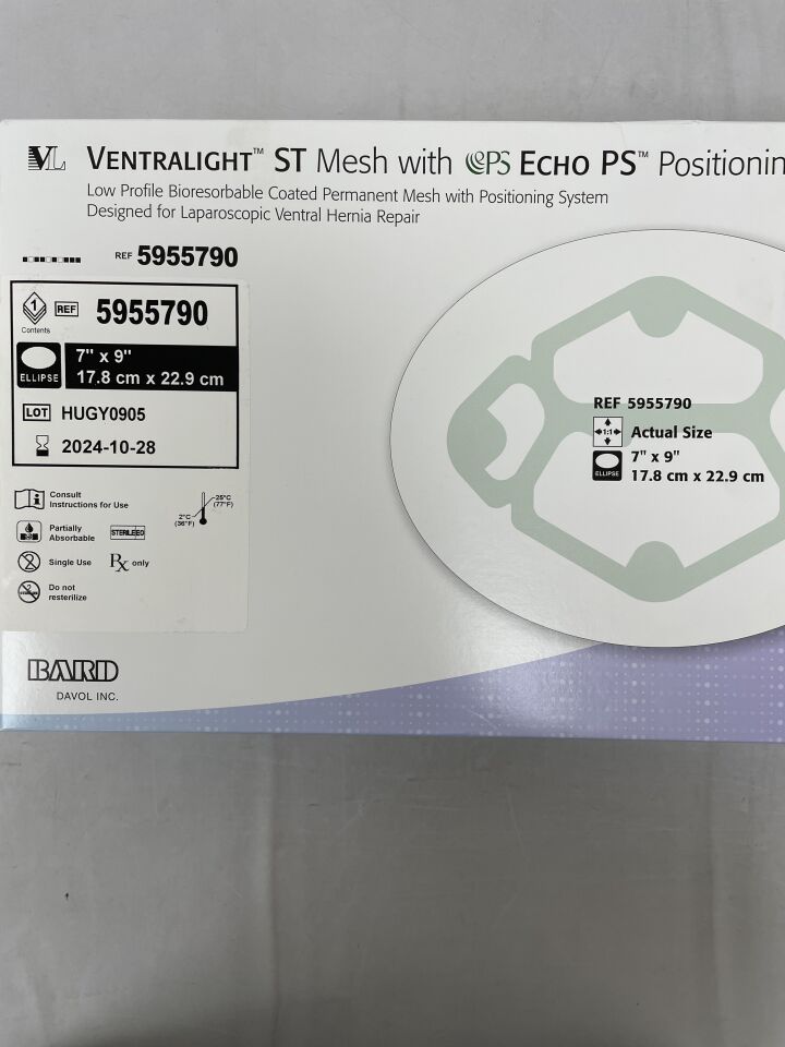 5955790 - BARD - Ventralight ST Mesh, Ellipse 7" x 9" w/Echo PS, (BX/1) - ( Expiry Date: 2024-10-28 )