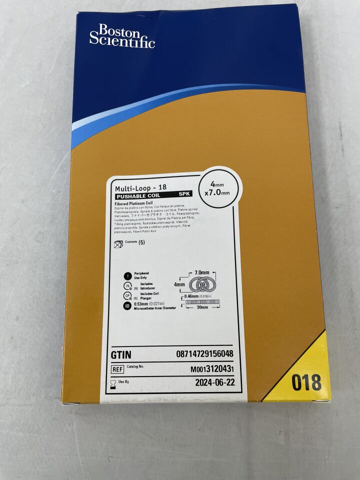 312043 - BOSTON SCIENTIFIC - Multi-Loop-18 Pushable Fibered Platinum Coil - 4mm x 7.0mm, (BX/5) - ( Expiry Date: 2024-06-22 )