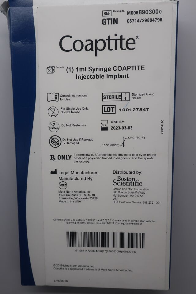 890300 - BOSTON SCIENTIFIC - Coaptite Injectable Implant, (BX/1) - ( Expiry Date: 2024-11-13 )
