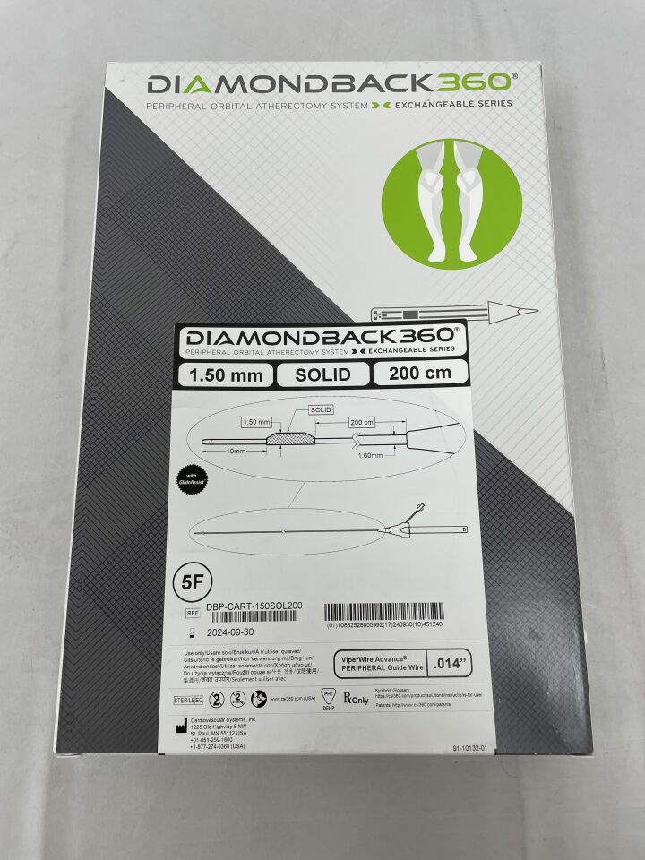 DBP-CART-150SOL200 - CSI - Diamondback 360 Peripheral Orbital Atherectomy Cartridge, Exchangeable Series, 1.50mm, 200cm, Solid, 5F, (BX/1) - ( Expiry Date: 2024-09-30 )