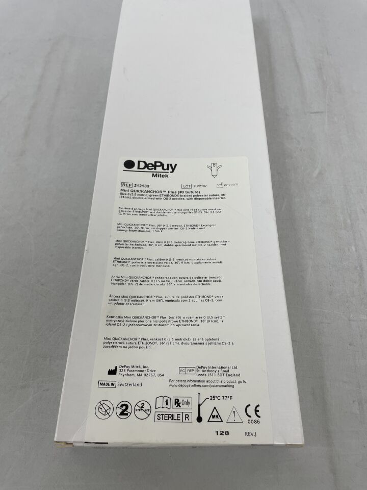 212133 - DEPUY - Mini QuickAnchor Plus Ti/Nitinol Suture Anchor with Ethibond Ti/Nitinol Suture, (BX/1) - ( Expiry Date: 2024-01-31 )