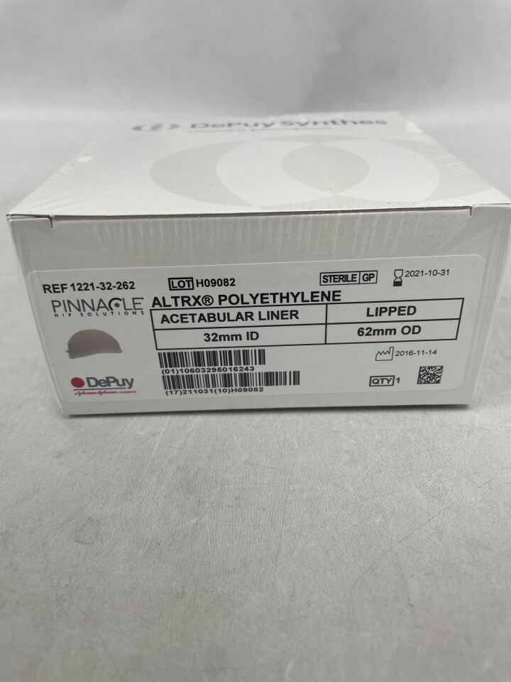 1221-32-262 - DEPUY - Pinnacle ALTRX Polyethylene Acetabular Liner, Lipped, 32 x 62mm , (BX/1) - ( Expiry Date: 2021-10-31 )