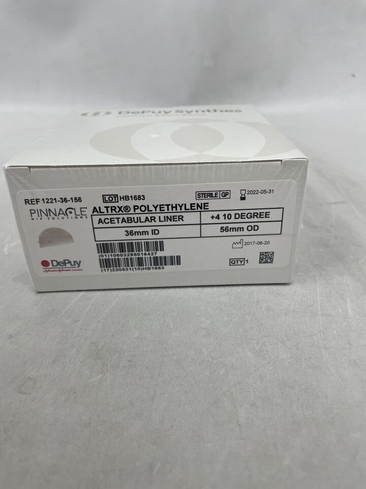 1221-36-156 - DEPUY - Pinnacle ALTRX Polyethylene Acetabular Liner, +4 10 Degree, 36 x 56mm , (BX/1) - ( Expiry Date: 2022-05-31 )