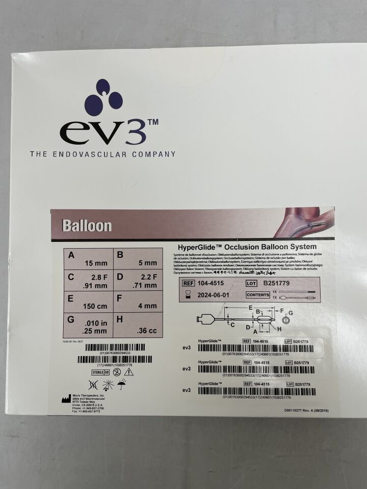 104-4515 - EV3 - HyperGlide Occlusion Balloon System - 5mm x 15mm, (BX/1) - ( Expiry Date: 2024-06-01 )