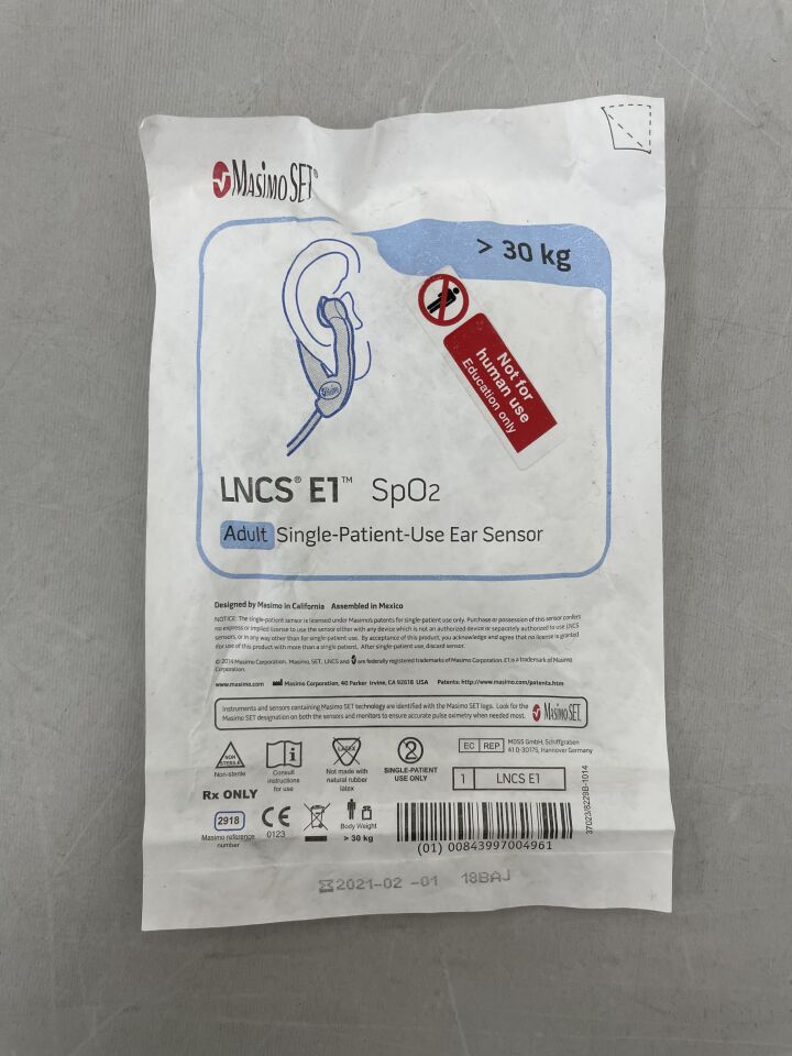 2918 - MASIMO - LNCS E1 SpO1 Adult Pulse Oximeter Adhesive Snensor, >30kg, (EA) - ( Expiry Date: 2021-02-01 )