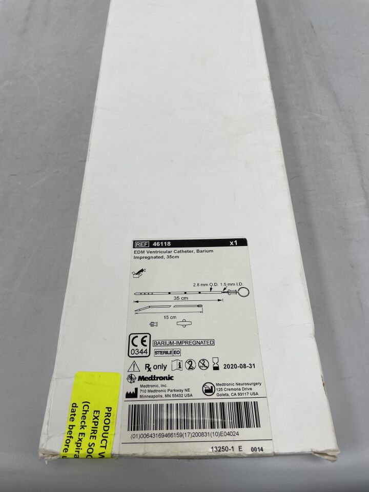 46118 - MEDTRONIC - EDM Ventricular Catheter, Barium Impregnated: 35cm, (BX/1) - ( Expiry Date: 2020-08-31 )