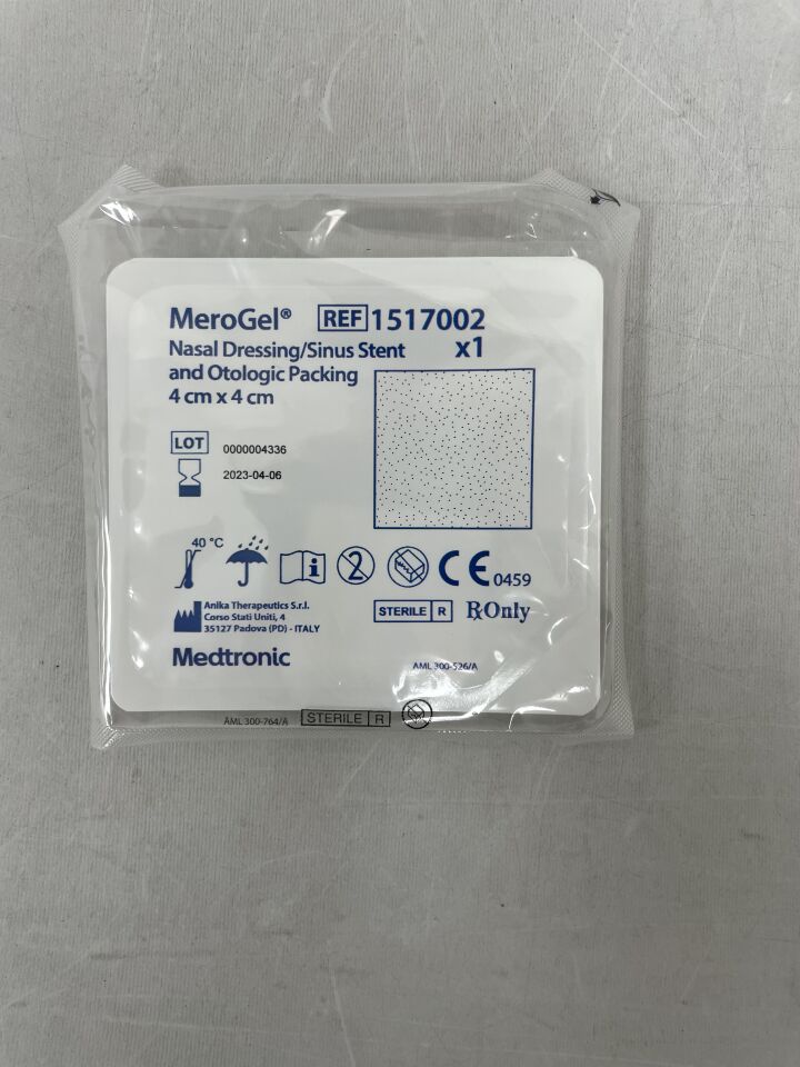 1517002 - MEDTRONIC - MeroGel Nasal Dressing / Sinus Stent & Otologic Packing 4cm x 4cm, (EA) - ( Expiry Date: 2023-04-06 )