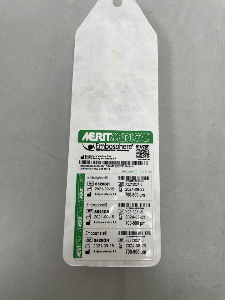 S820GH - MERIT MEDICAL - Embosphere Microspheres, Pre-Filled Syringe 700-900um, 2.0ml, (EA) - ( Expiry Date: 2024-08-23 )