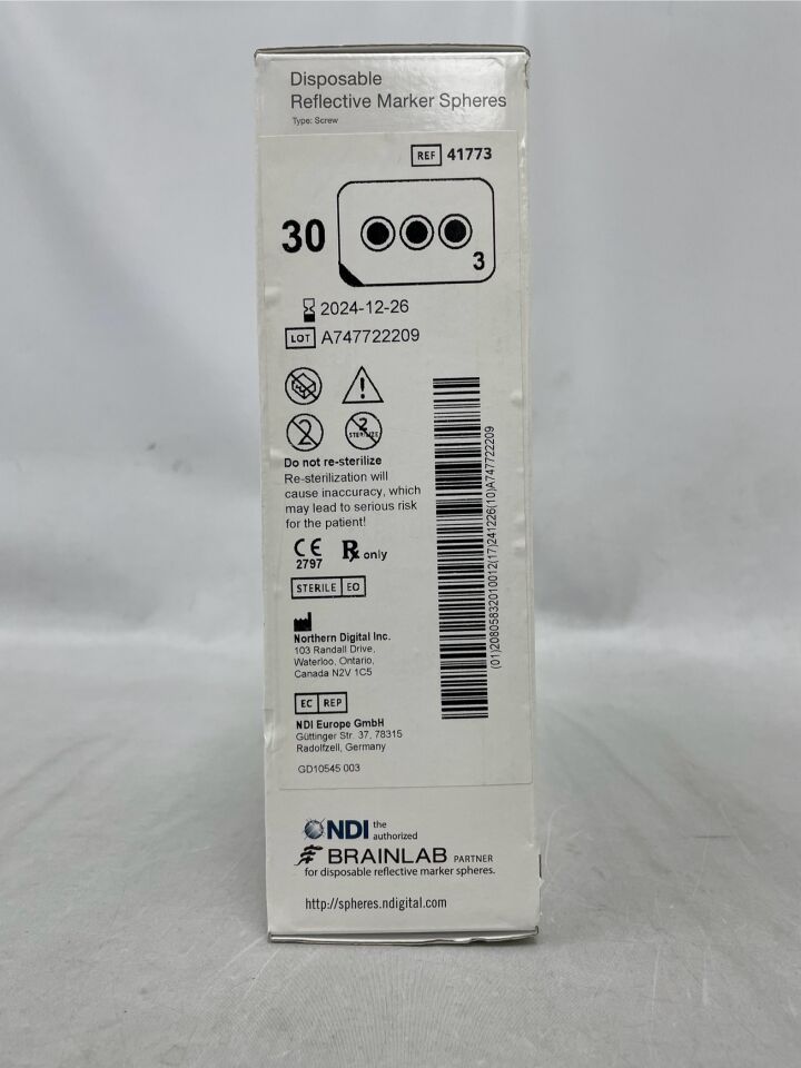 41773 - NORTHERN DIGITAL - Disposable Reflective Marker Spheres (3 per Pack), (BX/30) - ( Expiry Date: 2024-12-26 )