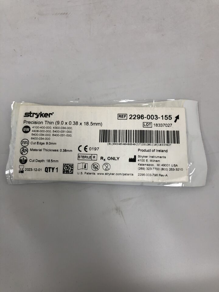 2296-003-155 - STRYKER - Micro Blade, Straight, Fine, (EA) - ( Expiry Date: 2023-12-01 )