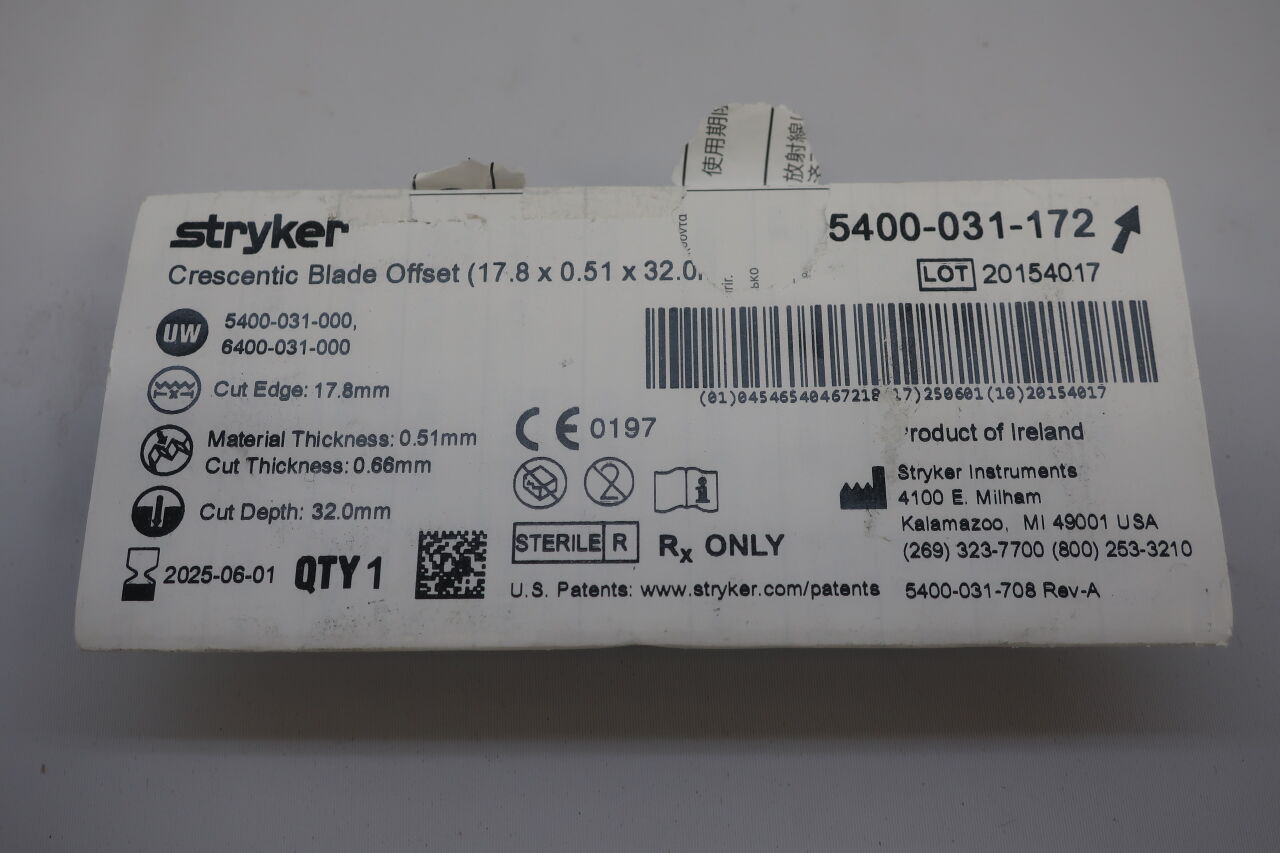 5400-031-172 - STRYKER - Crescentic Offset Blade, 18.5 mm Cut Edge, (EA) - ( Expiry Date: 2024-04-01 )