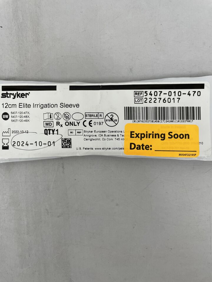 5407-010-470 - STRYKER - Elite Irrigation Sleeve, 12cm, (EA) - ( Expiry Date: 2024-10-01 )