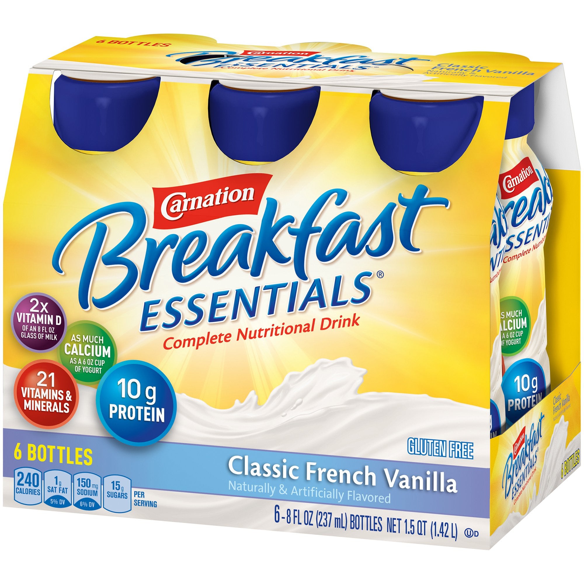 906177 - Carnation Breakfast Essentials - Carnation Breakfast Essentials Oral Supplement French Vanilla Flavor Liquid 8 oz. Bottle, 12230501, Pack of 1, (EA)