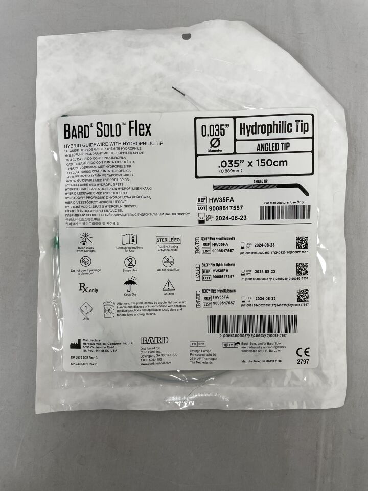 HW35FA - BARD - Solo Flex Hybrid Guidewire, Hydrophilic 0.035" x 150cm, Angled, (EA) - ( Expiry Date: 2024-08-23 )